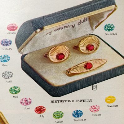 Vintage Birthstone tie tack and cuff links as well as other Men's accessories at Vintage Garage Chicago.