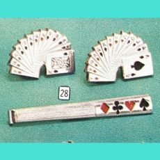 Vintage Fathers Day Sears Catalog Figural Gifts Bridge playing card game Cuff Links Tie Clip Jewelry Set.