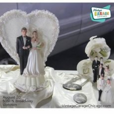 Vintage Garage Chicago Wedding Theme has Cake toppers from all eras!