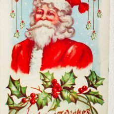 Vintage Christmas at Vintage Garage Chicago. postcard- Christmas wishes Santa vintage postcard Made in Germany