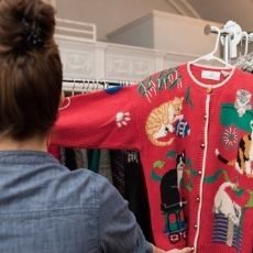There were plenty of vintage Christmas sweaters at Vintage Garage Holiday Market-- 